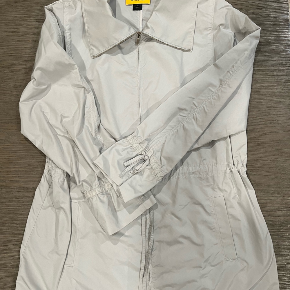 St. John Paper Taffeta Parka in silver